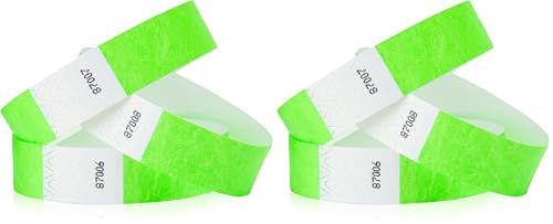 Image of 500 WristCo Neon Green Tyvek Wristbands for Events - Tamper-Proof Design & Fluorescent Color Prevent Reuse Premium-Grade Bracelets for Hospital & Medical ID, Party & VIP Identification (Pack of 2)