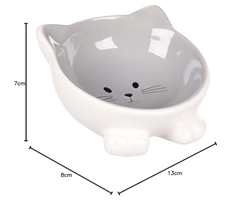 Katzennapf Keramik – 125 ml Ø13,8 cm – Elegante Schale für Katzen in Grau – Flamingo Katzennapf Puzi Grau