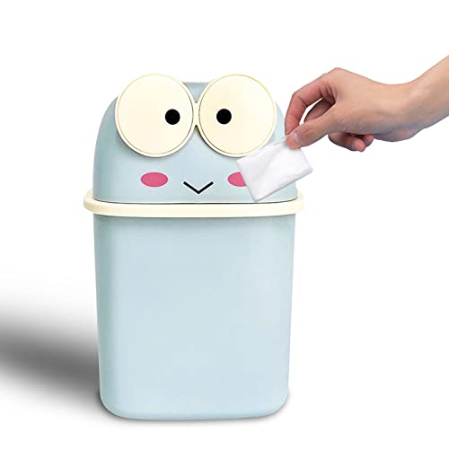 Image of Mini Frog Polypropylene Trash Can, Blue, 0.5 Gallon Capacity, 5.9 x 5.9 x 7.48 Inches