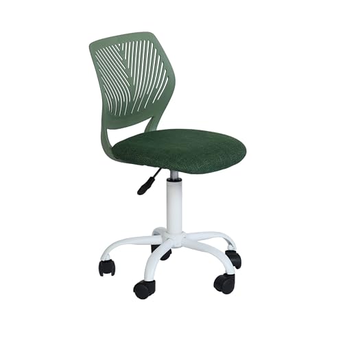 FurnitureR Sillas giratorias de Comedor, 1 Silla de Cocina, Silla Acolchada, Silla giratoria, cómoda Silla con Ruedas, Respaldo, Silla sin Brazos para Comedor, Sala de Estar, Verde