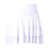 [KKlewu] 社交ダンス 練習着 ミニ スカート 3層フリル 短い チャチャ サルサ ルンバ ウェア ラテン 練習服 (JP, アルファベット, XL, ホワイト)