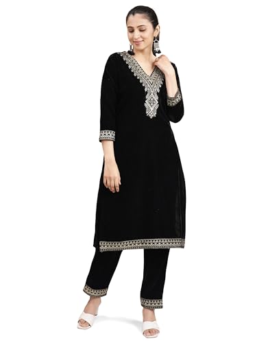 Kurta femme velours brodé pour rester élégante et au chaud