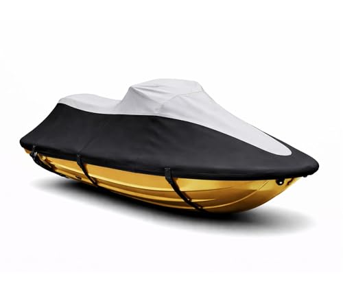 Super Heavy-Duty PWC 600D Jet SKI Cover Compatible for Sea Doo Sea-Doo GTX 2000 RXT 2004-2008 Jet Ski Watercraft Cover Black/Grey