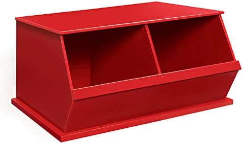 Badger Basket Two Bin Stackable Toy Storage Cubby Organizer – Crimson Red