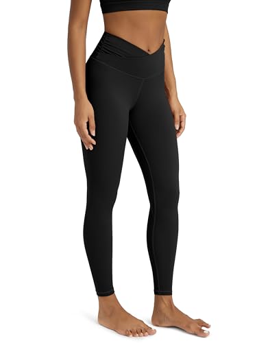model wearing ODODOS Cross Waist 7/8 Yoga Leggings with Inner Pocket