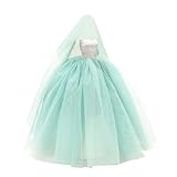 BARWA Light Blue Wedding Dress with Veil Evening Party Princess Light Blue Gown Dress for 11.5 inch Girl Doll