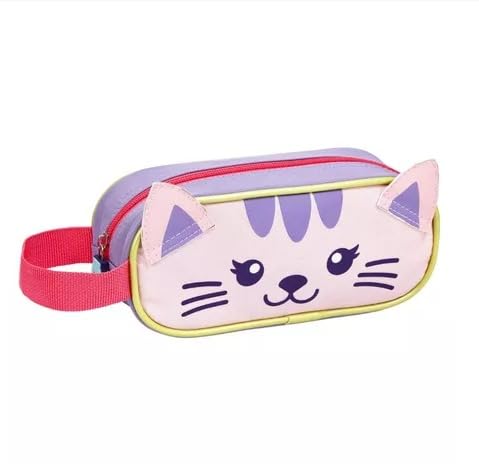 Estojo Escolar Infantil com Zíper, Estampa de Animais, Zoop (GATINHA)