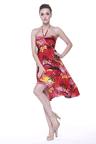 Image of Hawaii Hangover Family Matching Hawaiian Clothes, Sunset Red | Family matching Hawaiian outfits, Sunset Red, lightweight rayon, machine washable, tropical floral print, luaus, cruises