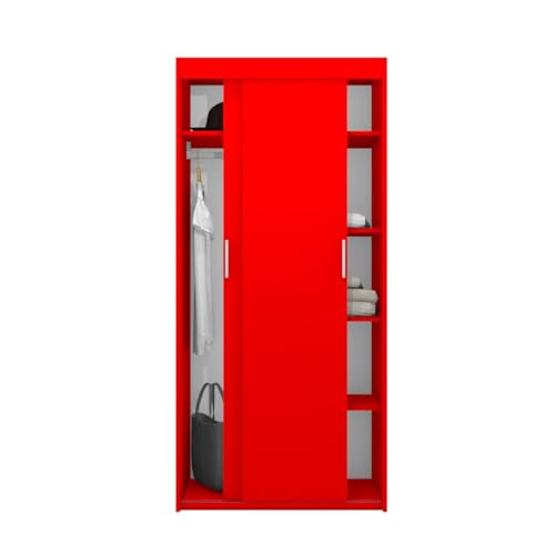 Armadio con Ante scorrevoli e divisorio - Organizzazione Perfetta per la Tua cameretta - Rosso