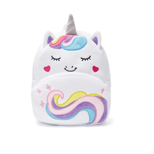 NICE CHOICE Cute Toddler Backpack Toddler Bag Mini Travel Bag for Girl Boy 2-6 Years(White Unicorn)