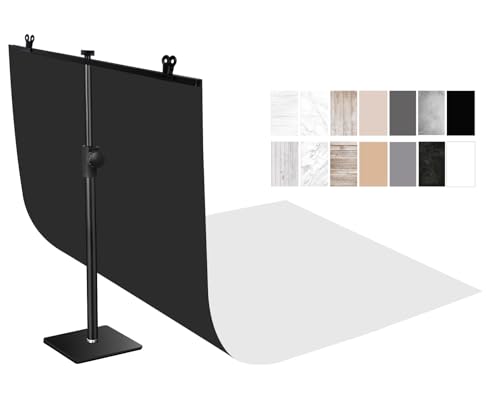 Yoocheese Photo Backdrop Kit, Double-Sided Paper Background with Stand, 22x34 Inch, 14 Colors, for Product Food Photography, Studio Tabletop Props