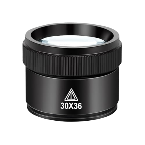 Pocket Magnifying Glass 30X Jewelers Loupe Magnifier 36mm Optical Lens Eye Loop Jewelry Identification Magnifier for Close Work Crafts Reading Repair Gemstone Coins Stamps Antiques Plants (Black)