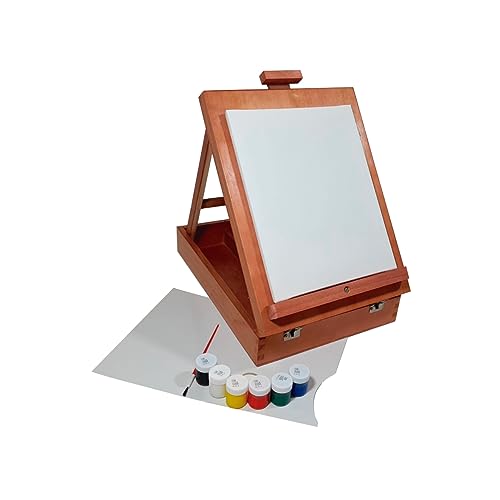 Maleta/Estojo de Pintura Com Tela 24x30cm, Guache e Pincel