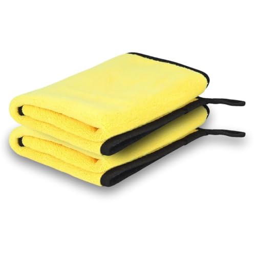 Image of Btag Microfiber Cleaning Cloth, 40x60 cms 600 GSM | Highly Absorbent,Lint and Streak Free, Multi-Purpose Wash Cloth for Kitchen,Car,Window,Stainless Steel,Silverwear(Yellow 40x60cms) Pack of 2