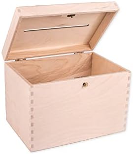 Unfinished Lockable Wooden Wedding Card Box, Decoration, Organisation, Large Natural Wood Craftsmanship, Rustic Home Decor, Keepsake, Chest 29 x 25 x 15 cm.