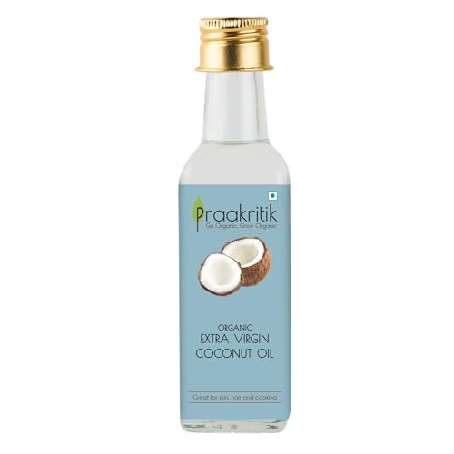 Image of Praakritik Extra Virgin Coconut Oil, Organic, Natural, Vegetarian, High in Fibre & Anti-Inflammatory in Nature, Pack of 3, 100Ml Each