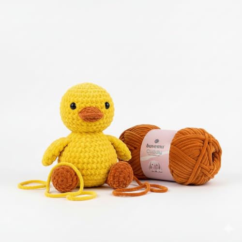 Image of Cuddly Velvet Chenille Yarn, Super Soft Fluffy Bulky for Knitting Crocheting Crafting Blanket Amigurumi, Durable for Shedding, 100 Gram (3.53 Ounces) 109 Yards (100 Meters) (Ochre)