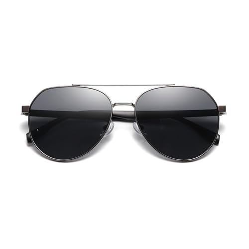 Image of Premium Aviator Sunglasses, Full UV Protection, Gunmetal Grey Frame with Grey Polarized Lenses