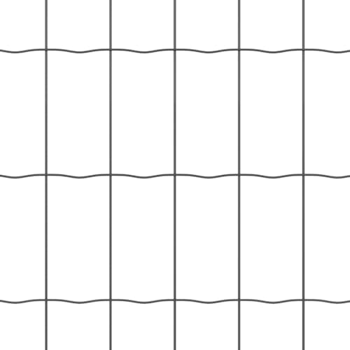 vidaXL Eurozaun Grau 0,6 x 25 m PVC-beschichtetes Eisen, Moderne Garten- und Terrassenteilung, rechteckiger Eisenzaun, wetterfeste Wand, stabiler Metallbarriere