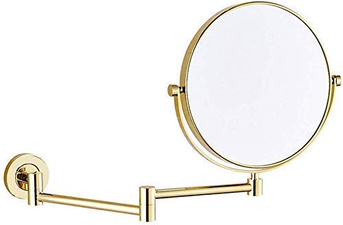Miroir de Maquillage Mural Or Grossissant 10X de Salle de Bain Extensible