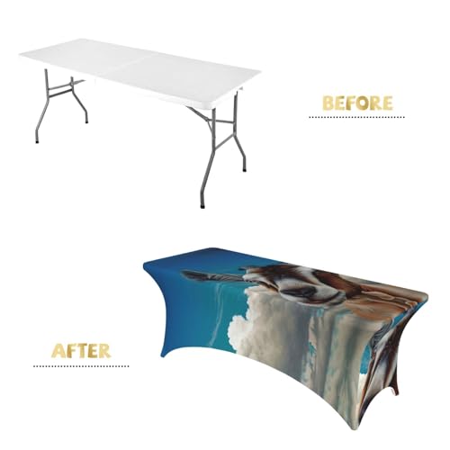 Nappe de table pour banquet extensible imprimé chèvre lavable sans repassage