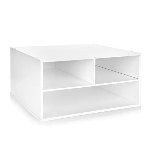 eMerit Printer Stand Shelf with Storage Wood Desk Paper Organzier for Home/Office,Printer Riser, 2 Tire (White)