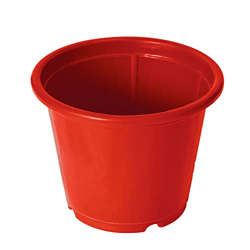 Image of Kuber Industries Durable Plastic Flower Pot|Gamla with Drain Holes for Indoor Home Decor & Outdoor Balcony,Garden,6 inchx5 inch,Pack of 5 (Red)