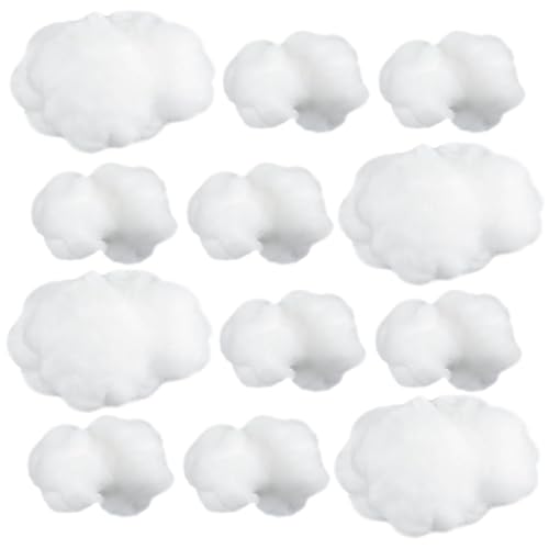 Jetec 12 Pieces Artificial Cloud Props Imitation 3D Cloud Shape Hanging Decorations Room DIY Decorative Hanging Ornament for Wedding Party Stage Show Decor (Small and Medium Size White)