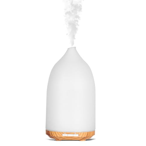 Romon Humidificador, Difusor de Aceites Esenciales Sin BPA con Temporizador 2H/7 Luces LED, Función aromaterapia Humidificador de Aire para Casa Yoga Blanco