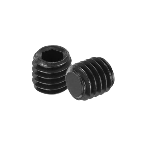 sourcing map 20Pcs Hex Socket Grub Screw, M6x6mm Alloy Steel Head Socket Set Screws Flat Point Grub Bolt for Door Handles, Light Fixture Repair, Black