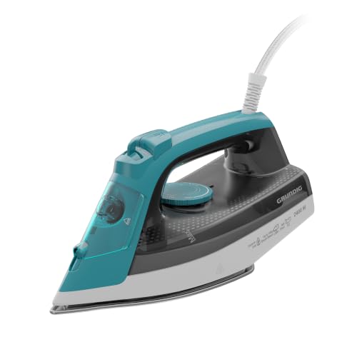 GRUNDIG SI 3550 Dampfbügeleisen, 2.400 W, 120 g/Min Dampfstoß, 25 g/Min Dampfleistung, Keramik-Bügelsohle, 220 ml Wassertank, Drip Stop, Anti-Kalk-Technologie, Weiß/Türkis
