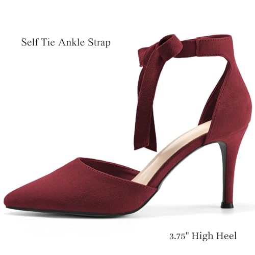 Image of Womens High Heel Pointed Toe Pumps Ankle Tie Classic Office Special Dress Party Shoes