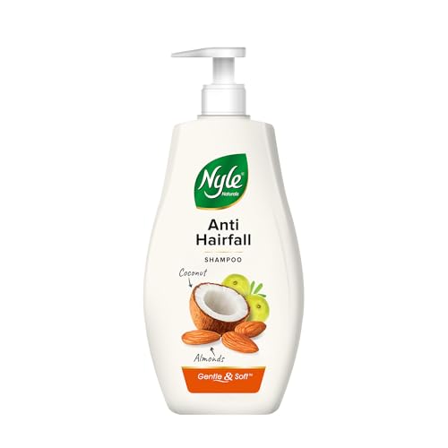 Nyle Naturals Anti-Hairfall Shampoo, With Coconut Milk, Badam and Amla, Gentle & Soft Shampoo, pH Balanced and Paraben Free,For Men and Women, 800ml