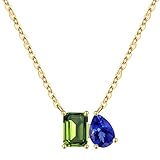 Turandoss August Birthstone Necklace for Women Gold September Birthstone Jewellery Peridot Necklace Sapphire Necklaces Birthday Gifts for Women Wife Girls Ladies Girlfriend Mum Friends