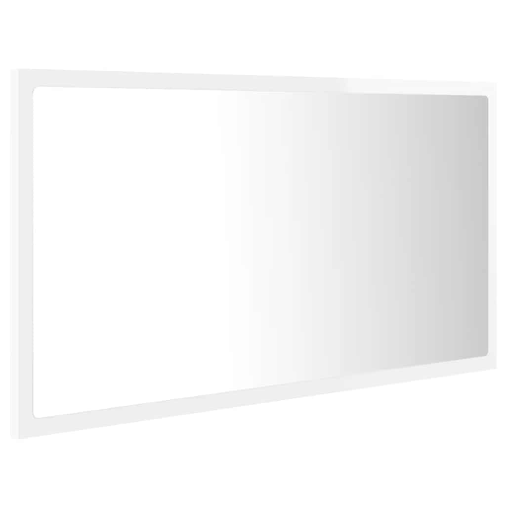 Lustro łazienkowe LED wysoki połysk białe 80 x 8,5 x 37 cm akryl, szafki i przechowywanie, szafki pod umywalkę, szafki łazienkowe