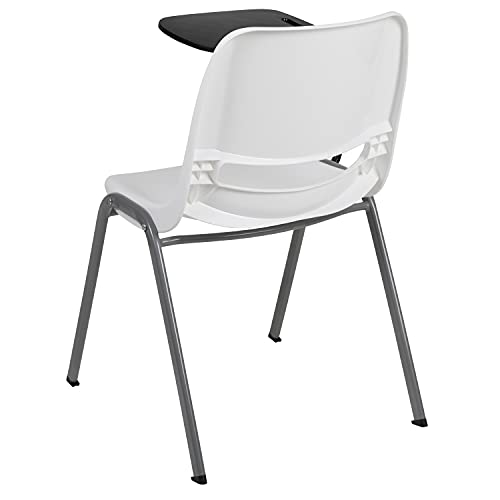 Flash Furniture HERCULES 5 Pack White Ergonomic Shell Chair with Right Handed Flip-Up Tablet Arm