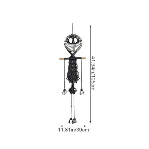 Tapiz de macramé para pared con calavera de Halloween 6