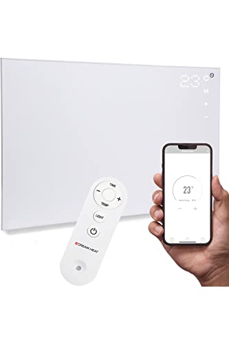 DREAM HEAT Calefacción por infrarrojos de 960 W con mando a distancia, ahorro de energía, WiFi, control de aplicación, función de temporizador, calefacción eléctrica, radiador, termostato, calefacción
