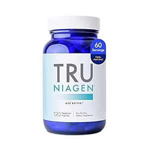NAD-Supplement-More-Efficient-Than-NMN-Nicotinamide-Riboside-for-Energy-Metabolism-Vitality-Muscle-Health-Healthy-Aging-Cellular-Repair-Patented-Formula-120ct-150mg-2-Months-1-Bottle TRU NIAGEN - Patented Nicotinamide Riboside NAD+ Supplement. NR Supports Cellular Energy Metabolism & Repair, Vitality, Healthy Aging of Heart, Brain & Muscle - 60 Servings / 120 Capsules - Pack of 1