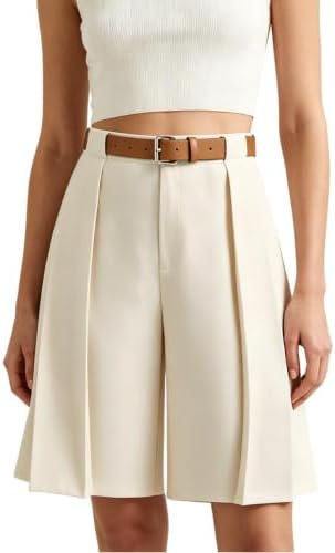 GORGLITTER Women's Pleated Dress Shorts Wide Leg Dressy 2026 High Waisted Office Work Business Belted Shorts with Belt image 3