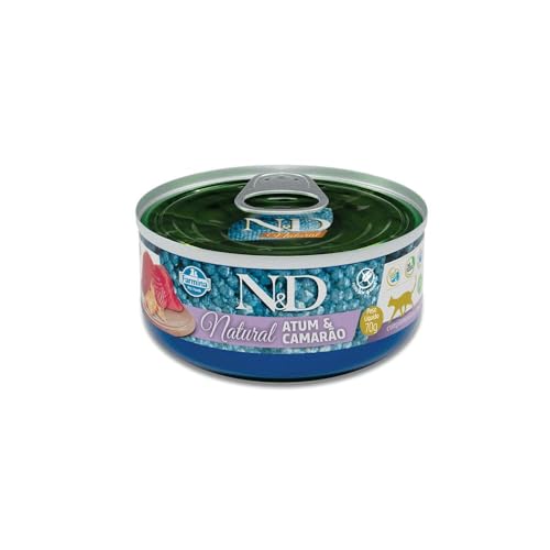 Farmina N&D Natural úmida para Gatos de Todas as Raças Sabor Atum e Camarão 70g