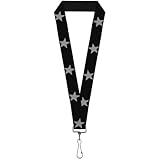 Buckle-Down Lanyard - Star Black/Silver