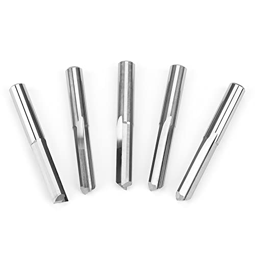 Milling Cutter, 5PCS 6x22mm Stainless Steel Router Cutting Bit Double Flute Straight Slot CNC PCB Woodworking Engraving Cutting