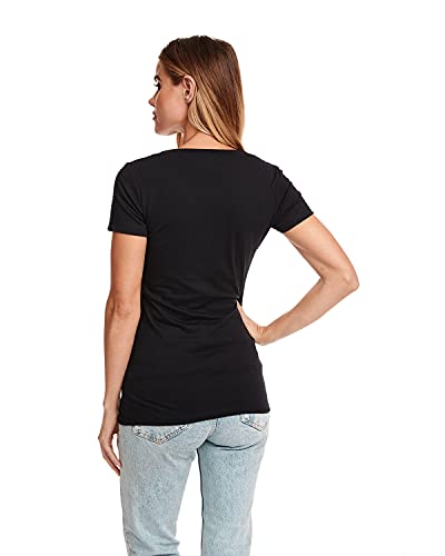 image for The Next Level Next Level Women's CVC Deep V-Neck Tee, Black, XLarge, 