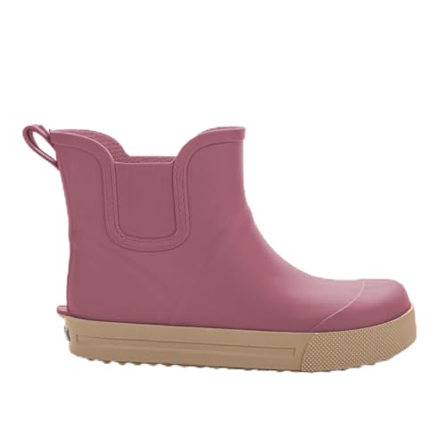 3Kamido GoEasy Kindergummistiefel Chelsea Boots Barfußschuhe kurze Kindergummistiefel modisch mit reflektierendem Streifen antibakterieller Innensohle und rutschfester Sohle (dunkelrosa 32/33)