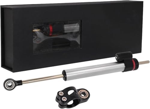 Image of JFG RACING Motorcycle Steering Damper without Mounting Brackets,Universal CNC 13 inch Adjustable Stabilizer for Most Motorcycles Street Sport Road Racing Bike-Silver