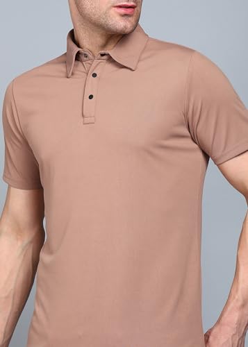 Image of INKKR Men Soild Polo Neck Texture T-Shirt