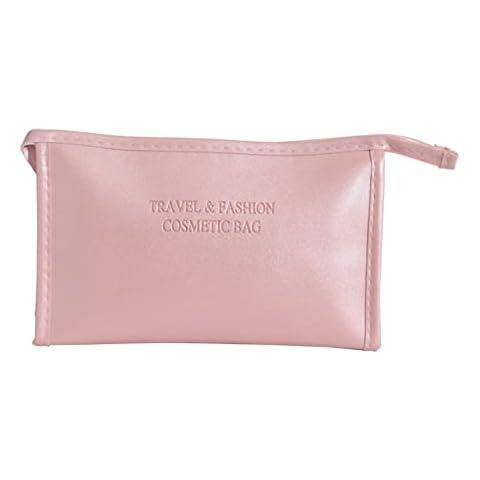 Leather Makeup Bag Cosmetic Bag for Women Pink Travel Cosmetic Organizer Zipper Pouch Make Up Bag Brush Bags,Style 2 Cover