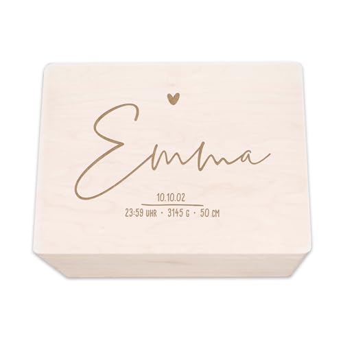 hellomini Personalisierte Erinnerungsbox Box Aufbewahrungsbox Erinnerungskiste mit Namen Holzkiste für Kinder Geschenkbox Geschenkidee für Jungs Mädchen Löwe Geburtstagsgeschenk (Herz/Stern)