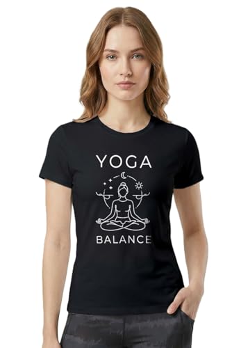 Image of INDISSH Yoga Tshirt for Women Cotton | Graphic Printed Yoga Round Neck Short Sleeves T-Shirt for Woman - WRN-YOGAB-PAR